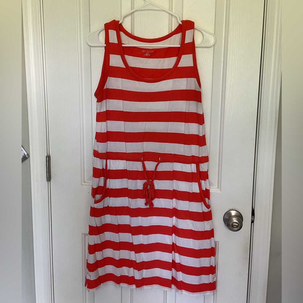 Merona Orange And White Sleeveless Sundress